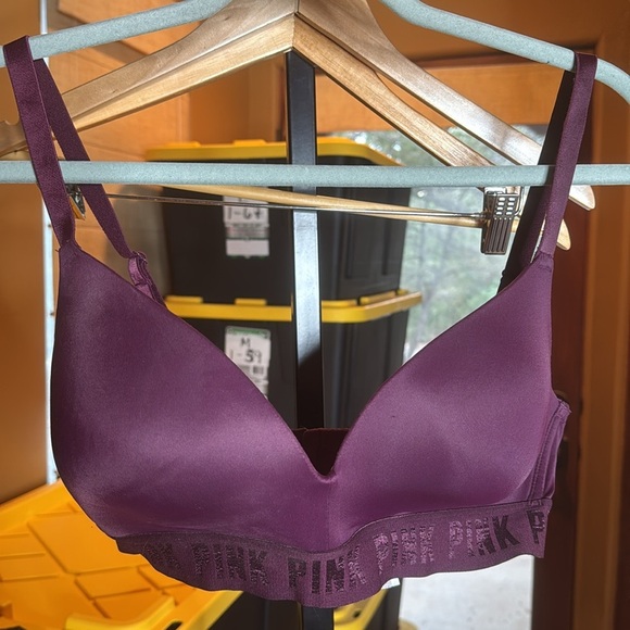 PINK Victoria's Secret Wear Everywhere Wireless Lightly Lined Bra Purple Sz 36D - Picture 5 of 9